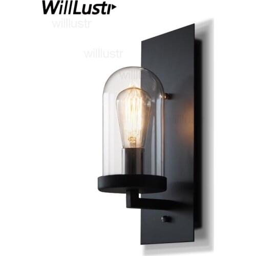 Vintage retro iron wall sconce light industry style loft cafe restaurant hotel Edison country style clear glass shade wall lamp