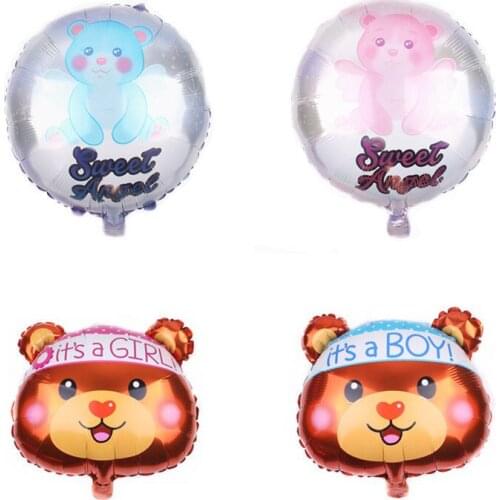 18inch Baby Boy Bear or Girl Blue Pink Bubble Bear Foil Balloons Birthday Baby Shower Decorations Kids Toys Ball in Ball