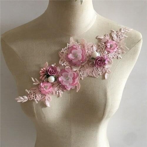 High Quality 3D Flower Collar Embroidery DIY Lace Collar Sequin Lace Sewing Lace Fabric Decoration Clothes Applique Accessories
