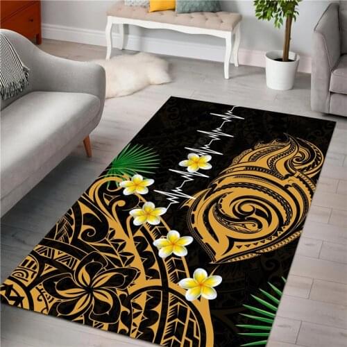 Premium Heartbeat Polynesian Rug 3D Printed Rug Floor Mat Rug Non-slip Mat Dining Room Living Room Soft Bedroom Carpet 02