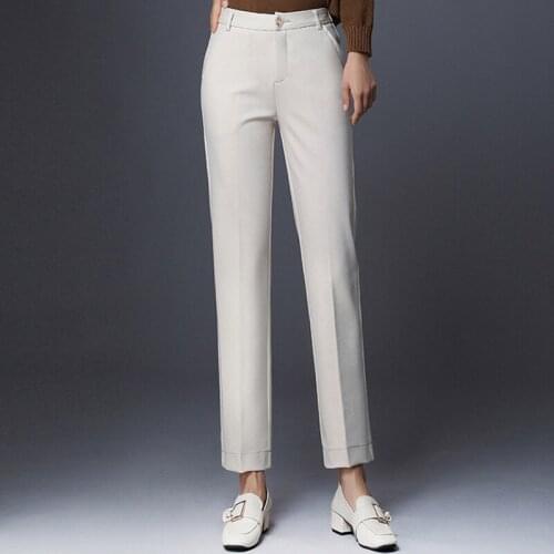Summer Autumn Korean OL Style Women Suit Pants Formal Straight Pants High Waist Elegant Office Lady Ankle-Length Pants Plus-Size