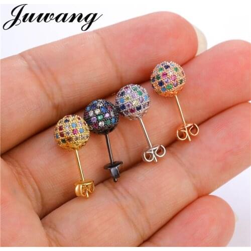JUWANG Rhinestone Stud Earrings For Women Aretes De Acero Inoxidable Para Mujer Earings Fashion Jewelry Aretes De Mujer