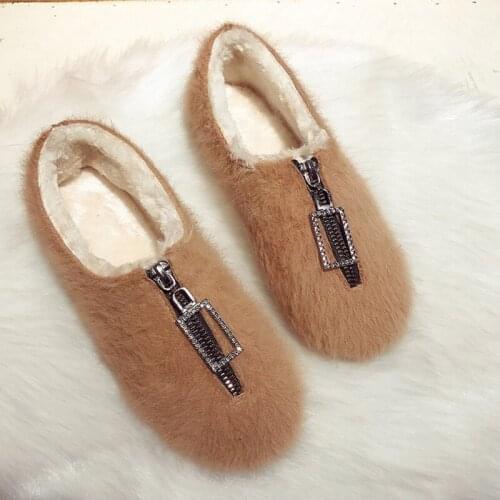 Winter Slippers Women Real Fur Hairy 2019 Casual Shoes Woman New Mane Comfortable Lazy Shoes Women Slippers On the Platform NO27