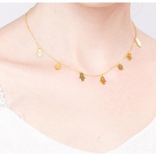 925 Sterling Silver Jewel Female Gold Turkish Blue Eye Hamsa Heart Sun Necklaces for Women 2019 Statement Accessories Gifts