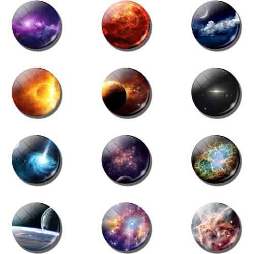 Starry Sky Nebula Universe Glass Convex Circular Refrigerator Magnet 30MM Message Board Refrigerator Sticker Home Decoration
