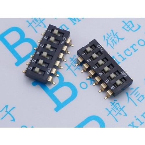 100Pcs/Lot 2.54Mm 6 Bit 6 Gear 2.54 Flat Dial Switch Encoding Ic Switch Patch Dial Switch Gold Foot Original Toggle Switch