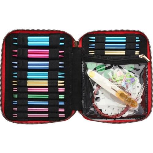 13pair Interchangeable Aluminum Knitting Crochet Needles with Accessories Circular Sweater Needle Kit Sewing Beginners Gift