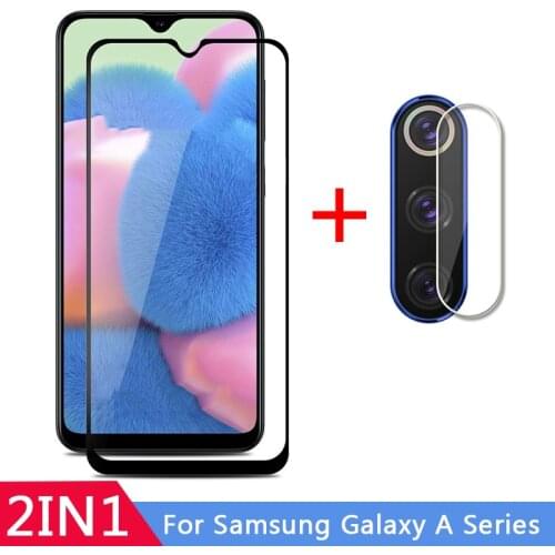 2in1 Tempered glass For Samsung A50 A70 A20 A30 Screen Protector lens film For Samsung A20E A40 A30S A10 A50 A70 film glass