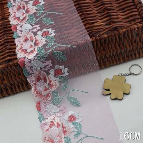 2Yards Pink Mesh Embroidered Tape Lace Trim Ribbons for Home Textiles Curtains Sofa Covers Cushions Trimmings Sewing Lace Fabric