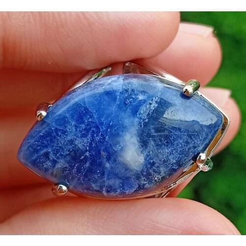 5pcs Sodalite stone Chakra Finger Ring Reiki Healing Beads Adjustable Amulet Wholesale