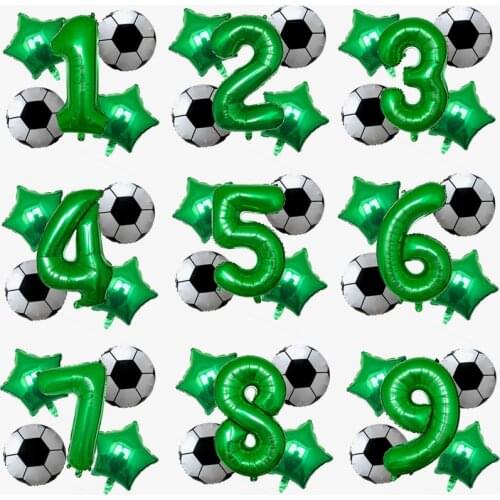 5Pcs Boy Birthday Party Decorations 32 Inch Number Foil Balloons World Cup Soccer Party Decor Childrens Toys Football Balloons