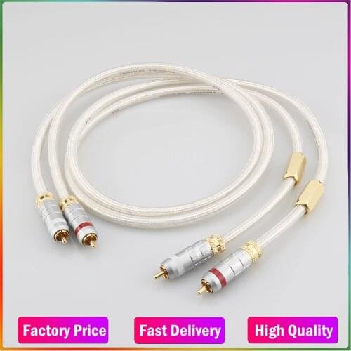New pair A26 Signature 6N OCC Silver-plated Hifi RCA Audio Cable With gold plated RCA plug connector