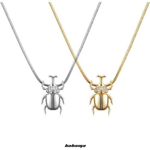 Babama2021 Beetle Necklace Mens Tide Brand Design Pendant Personality Small Hip Hop Couple Gift Pendant Female