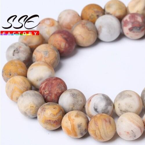 Dull Polish Matte Crazy Lace Agates Beads Natural Stone Round Loose Beads 15"Strand 4-12mm For Bracelet Necklace Jewelry Making
