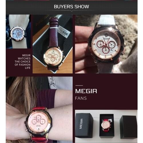 MEGIR Watch For Women Fashion Leather Quartz Ladies Watches Chronograph High Quality Waterproof Wristwatch Lady Gift Relogio