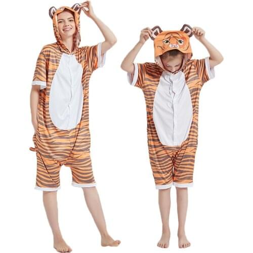 Children Pajamas Panda Tiger Shark Onesies Sleepwear Summer Sleepwear for Girls Matching Family Outfits Mom and Daughter Clothes