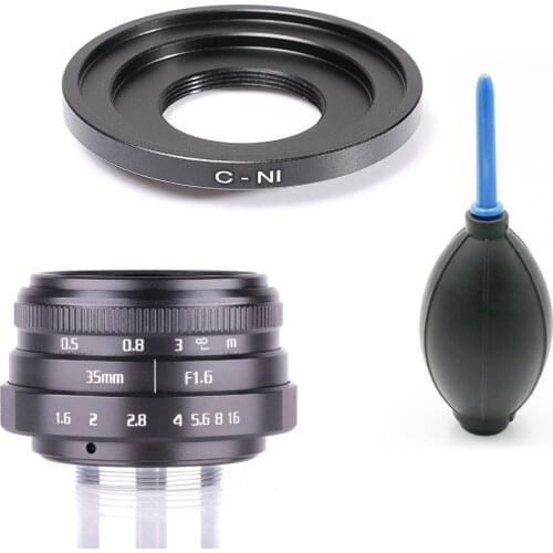 Fujian 35mm f1.6 C mount camera CCTV Lens II +adapter For Nikon1: V1 / J1 / V2 / J2 / J3 / V3 / S1 /+ mini Blowing