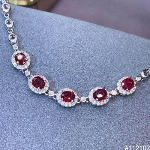 KJJEAXCMY fine jewelry S925 sterling silver inlaid natural ruby Girl lovely gemstone hand Bracelet Support test Chinese style