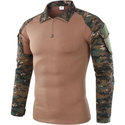 Outdoor Camouflage Long Sleeves T-Shirts Men Military Tactical Shirts Top US Army Training Hiking Hunting Clothing Combat Tshirt