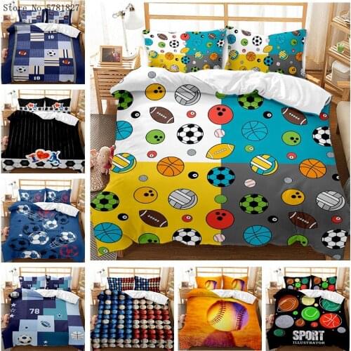 2/3 Pieces Basketball Football Bowling Bedding Set Famous Sports Duvet Cover Microfiber Fabric Bed Quilt Cover Pillowcase