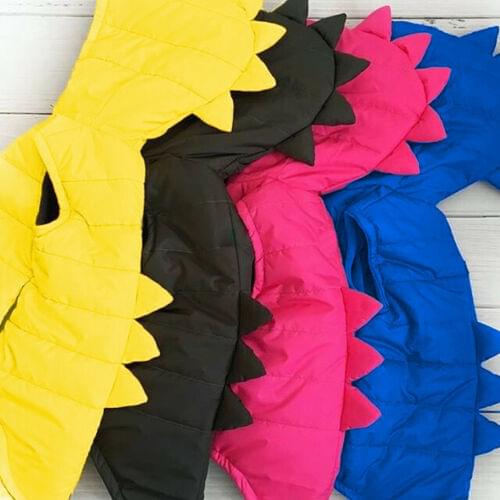 New 0-5T Baby Boy Dinosaur Vest Girl Down Hooded Kids Zipper Jacket Infant Waistcoat Coat Boy Winter Thick Warm Outwear