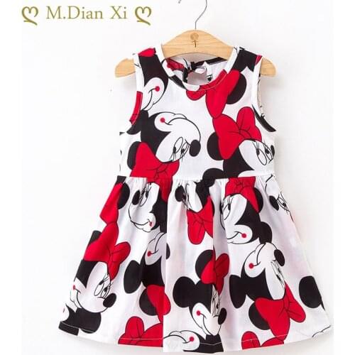 Summer Girl Dress Children Cotton Sleeveless Dresses Minnie Print Kids Dress for Girls Fashion Girls Clothing