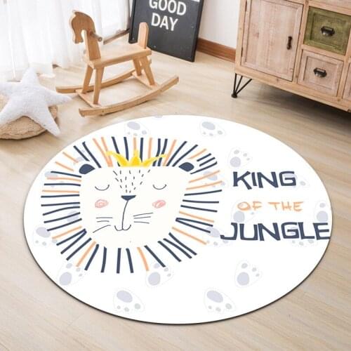 Cartoon Animals Carpet Baby Crawling Mat Round Childrens Room Carpet Bedroom Bedside Floor Mat Kids Play Pad Adults Yoga Mat