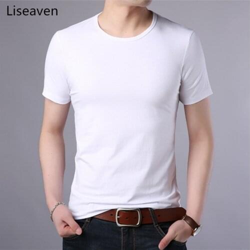 Liseaven Short Shirt Mens Casual T-Shirts Short Sleeve T Shirt O Neck Cotton tshirt Clothing Men