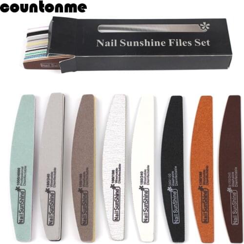 8pcs/lot Professional Sanding Nail File Set Half Moon Sandpaper Nail Buffer Blocks Mix Color Grinding Polishing Manicure Tools