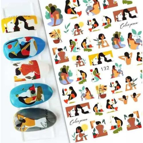 Newest EB 132 133 design nail stickers 3d Japan Korea style nail decals self-adhesive DIY nail decoration tools