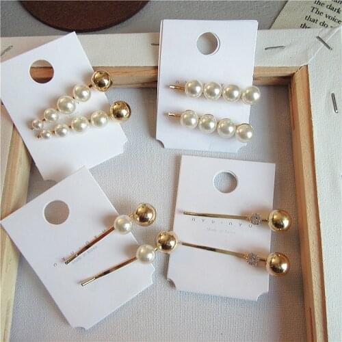 2019 New Trendy Gold Color Metal Ball Imitation Pearl Hairpins For Women Fashion Hair Accessories Wave Shape Hair Clip Barrettes