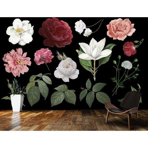Papel de parede Beautiful various roses flower 3d retro wallpaper mural,living room tv wall bedroom wall paper home decor