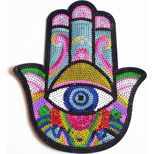 Wholesale Patch Evil Eye Hand Patch Sequined Hole Patch Clothing Denim Decorative Fashion Applique Sticker
