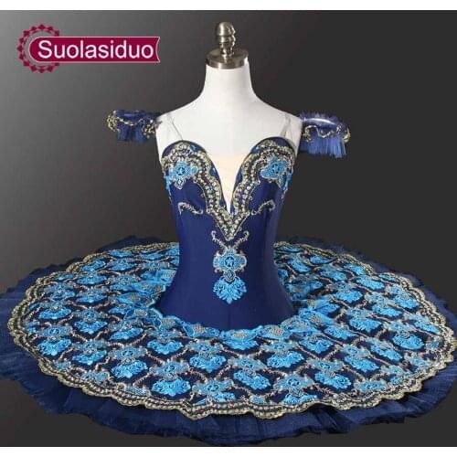 Wholesale Navy Professional Ballerina Tutu Classical Ballet Tutu Costume Stage Performance Royal Blue Swan Tutu Dancewear SD0030
