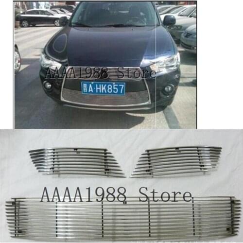 2010 2011 2012 for Mitsubishi Outlander Perfect Match Front Grills Racing Grills Stainless steel 3 pcs