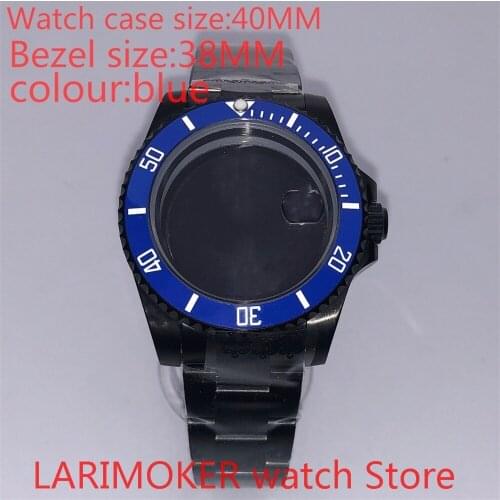 Suitable for NH35 NH36 Miyota 8215 40mm 904L stainless steel housing, sealed black back cover, with rotating bezel blue