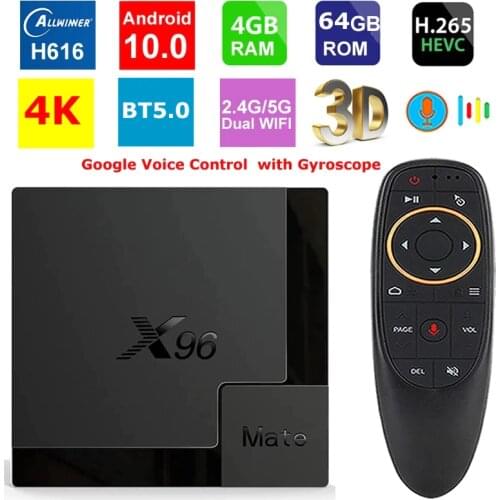 X96 Mate Android 10 Smart TV Box Allwinner H616 4GB 64GB 2.4G&5G WIFI BT5.0 4K HDR H.265 Android 10.0 Media Player Set Top Box