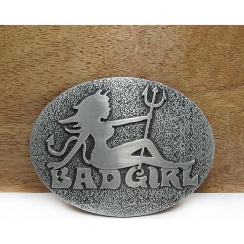 BuckleClub zinc alloy retro bad girl jeans gift lady belt buckle FP-02485 pewter finish 4cm width loop drop shipping