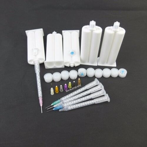 EMPTY Unfilled 2-part Epoxy 50ml Ratio 1:1 Barrel with Bayonet MA5.0-17S Static Mixers & various Needle Tips