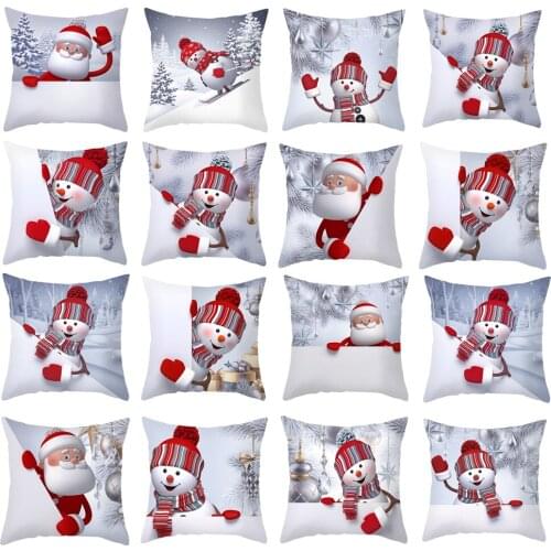 Christmas Pillowcase Decorative Sofa Snowman Santa Claus Cushion Cover Pillow Case 45x45cm Cushion Case Pillow Cover Home Decor