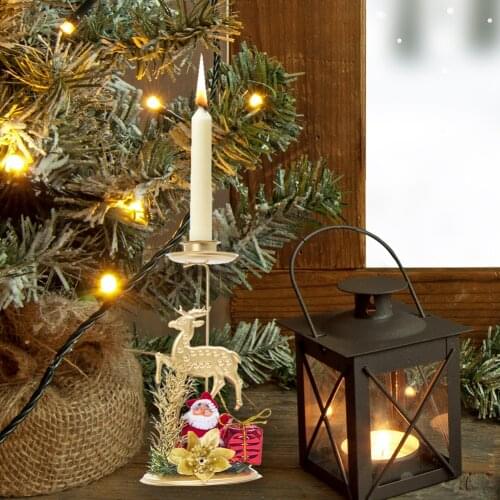 Christmas Iron Art Candlestick Holders Santa Elk Claus Candle Holder Desktop Decoration Craft Christmas Supplies Home Decor