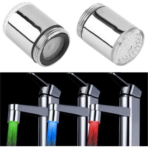 Kitchen LED faucet tap Water Taps accessory temperature faucets sensor Heads attachment on the crane RGB Glow bathroom Drop ship