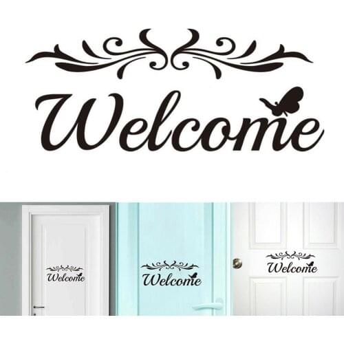 Home Decoration Letter Sign Welcome Wall Stickers Removable Self-Adhesive Decor Creative Pattern Wall Decals Door Stickers