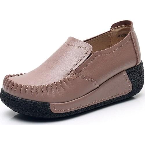 Spring Womens Shoes Platform Flats Sneakers Female Moccasins Shoes Women Creepers Slip On Shoes Genuine Leather Ladies Loafers