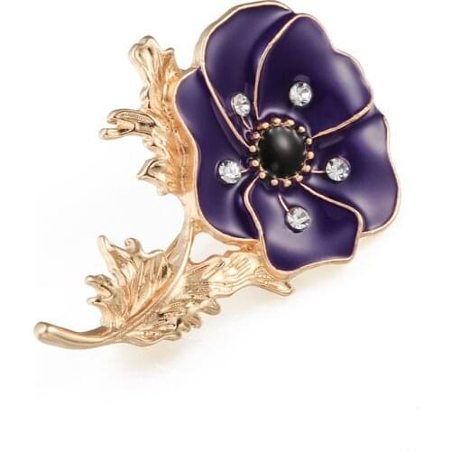 Flower Enamel Pins Rhinestone Rose Flower Brooch Women Wedding Dress Corsage Metal Pins Badge Lady Vintage Elegant Jewelry Gifts