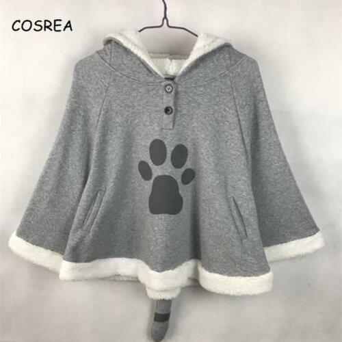 Neko Atsume Cloak Top Coat Women Robe Manteau Female Kawaii Girls Cosplay Costumes Daily Fleece Warm Cotton Winter Coat Jacket