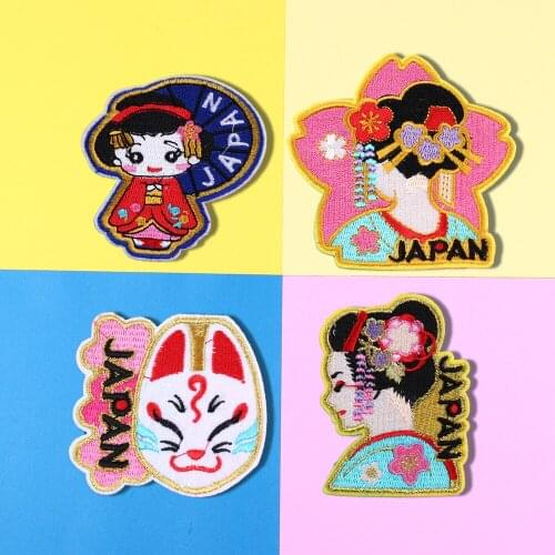 1PCS Japanese Cherry Blossom Girl Patches wholesale Iron On Appliques 3D Diy Huakui girl Badges for Clothes