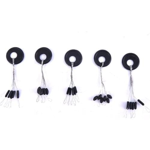 10Pcs 6 In 1 Size SS S L Black Rubber Stopper Fishing Bobber Float Space Bean Stopper Folat Line Stoppers Bobber Stops