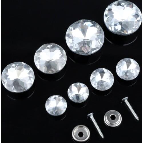 10Pcs 16/18/25/30mm Diameter Diamond Crystal Glass Upholstery Nails Button Tacks Studs Pins Craft Sofa Wall Furniture Decoration