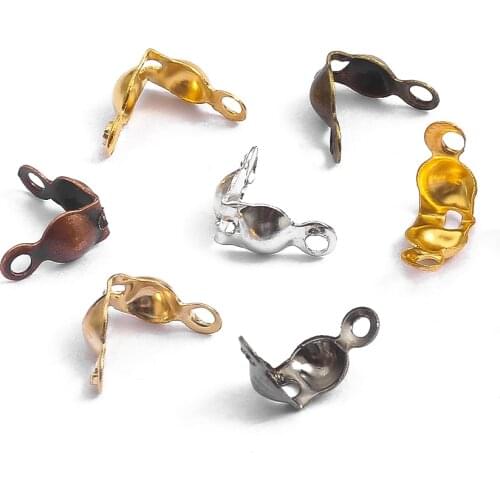 100pcs/lot Connector Clasp Fitting 4*7mm Ball Chain Calotte End Crimps Beads Connector Components For DIY Jewelry Making Supplie